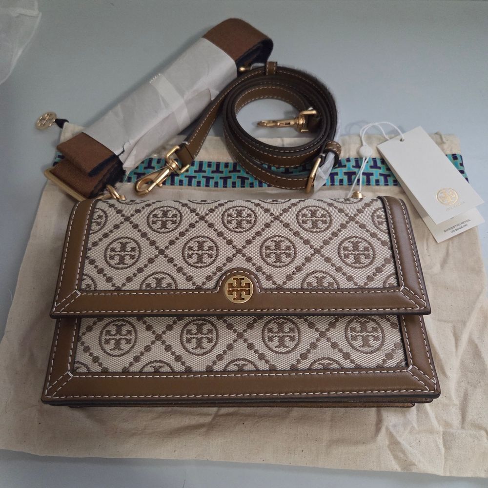 New! Tory Burch T Monogram Jacquard Shoulder Bag Crossbody